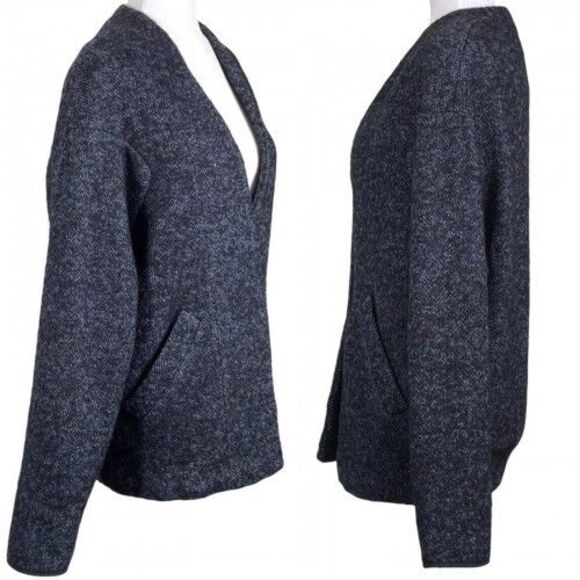 SEE BY CHLOE Herringbone Collarless Jacket US Size 4 Wool Alpaca Blend Gray EUC - Picture 7 of 16